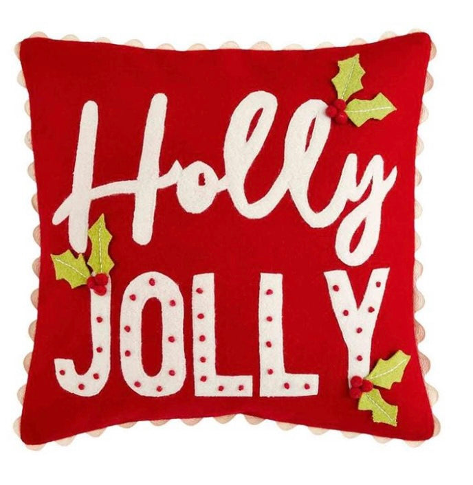 Holly Wool Pillows  Mud Pie Holly Jolly  