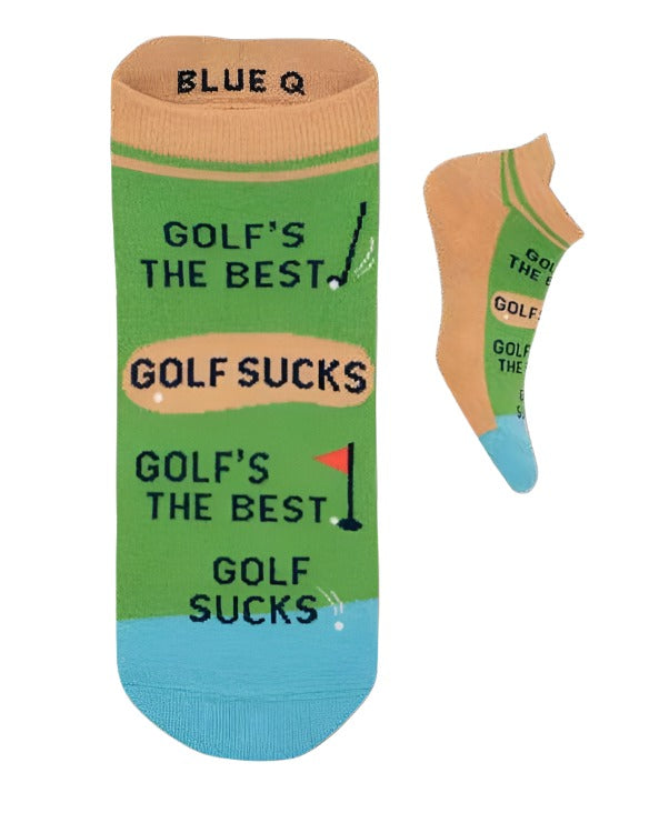 Golf Sucks Sneaker Socks  Blue Q   