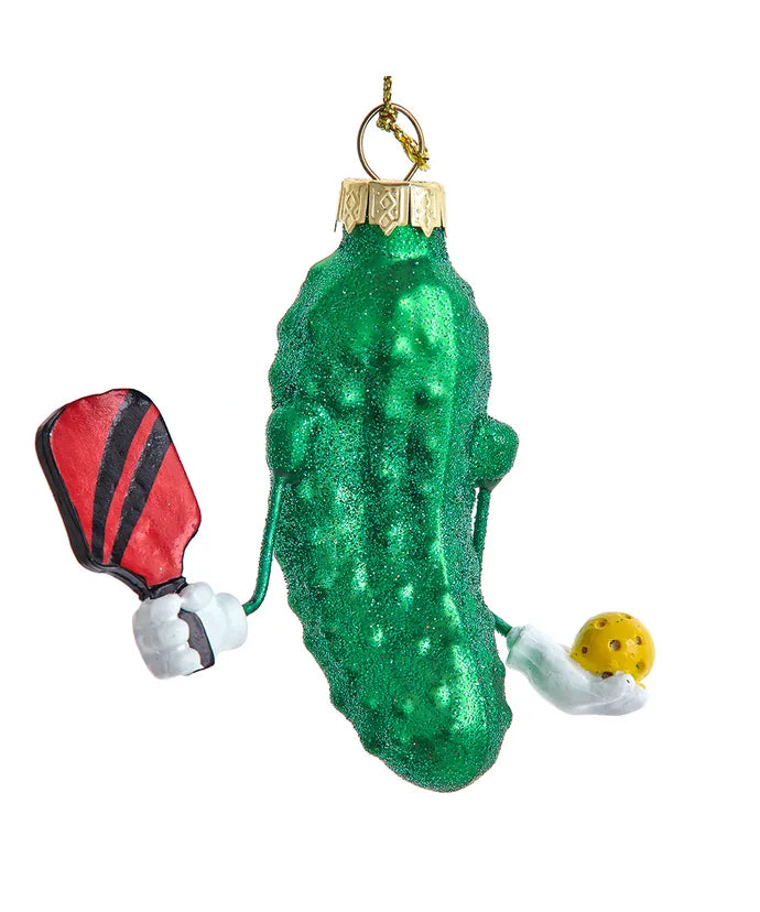 Pickleball Glass Ornament  Kurt Adler   