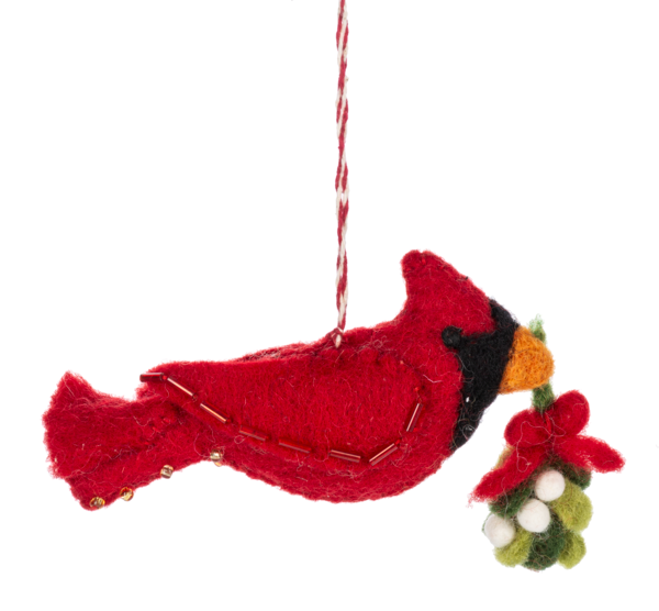 Wool Cardinal Ornament  Ganz   