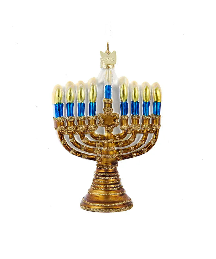 Glass Gold Menorah Ornament  Kurt Adler   