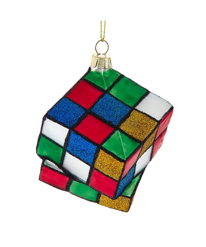 Glass Puzzle Cube Ornament  Kurt Adler   