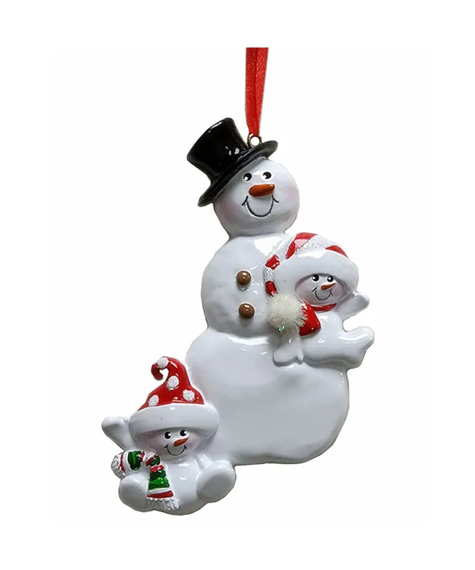 Snowman Family w/ Snowman Personalized Ornament  Kurt Adler Family of 2  