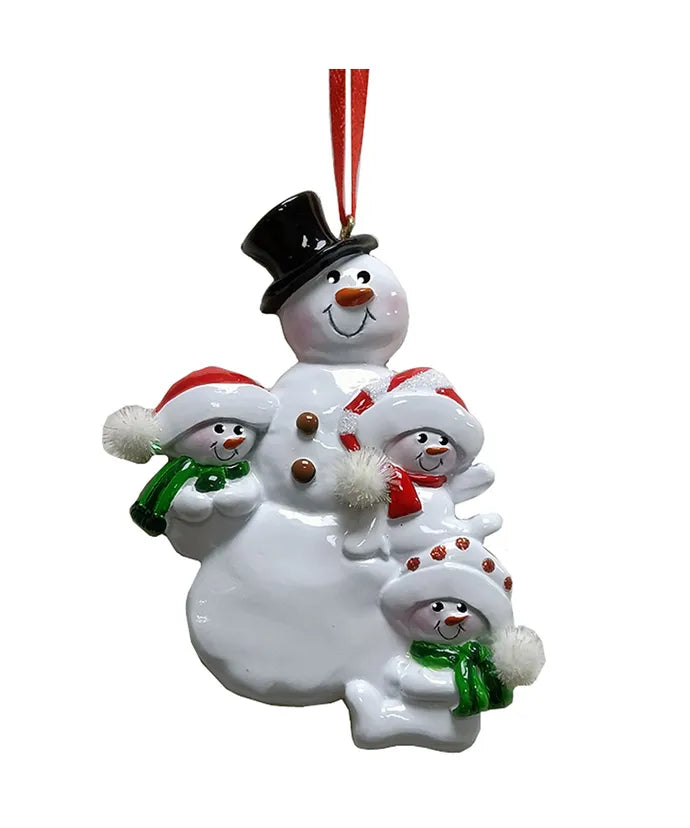 Snowman Family w/ Snowman Personalized Ornament  Kurt Adler Family of 3  