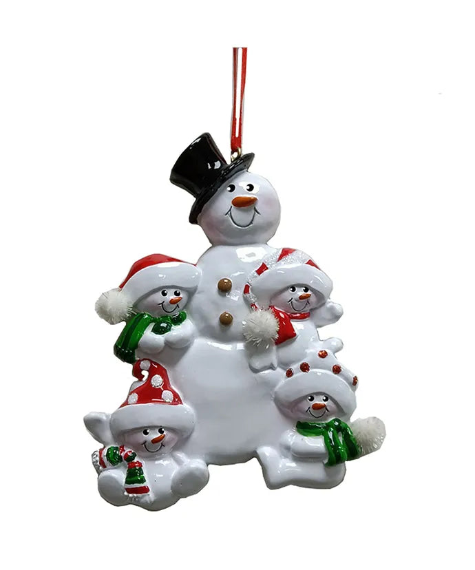 Snowman Family w/ Snowman Personalized Ornament  Kurt Adler Family of 4  