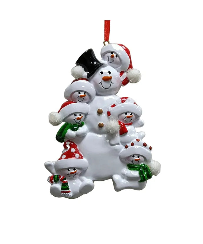 Snowman Family w/ Snowman Personalized Ornament  Kurt Adler Family of 6  