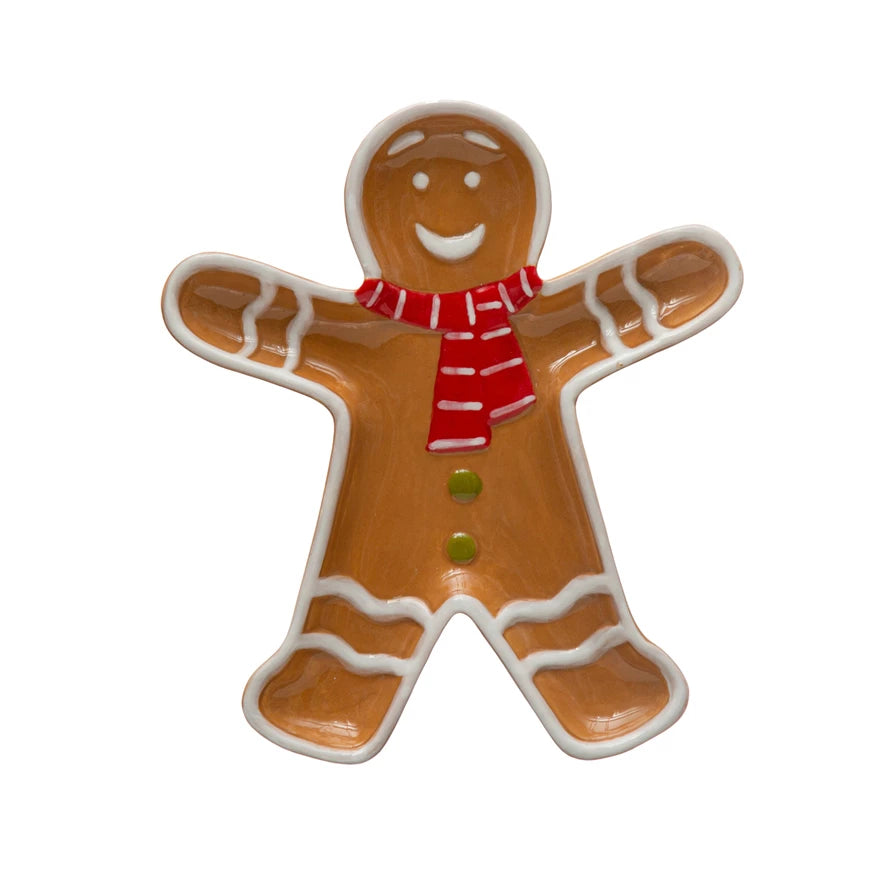 Ceramic Gingerbread Man Platter  Creative Co-Op   