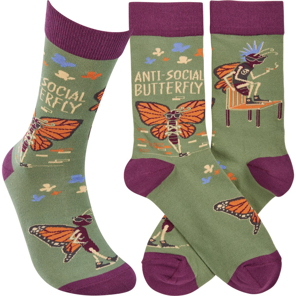 Anti-Social Butterfly Socks  Primitives by Kathy   