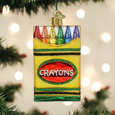 Box of Crayons Glass Ornament  Old World Christmas   