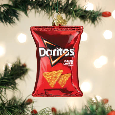 Doritos Nacho Cheese Chips Glass Ornament  Old World Christmas   