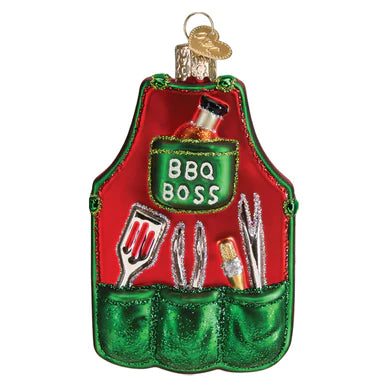 BBQ Apron Glass Ornament  Old World Christmas   