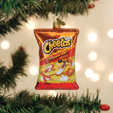 Flamin' Hot Cheetos Glass Ornament  Old World Christmas   