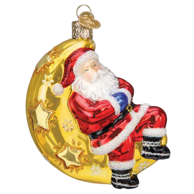 Moonlight Santa Glass Ornament  Old World Christmas   