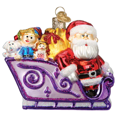 Santa and Friends Glass Ornament  Old World Christmas   