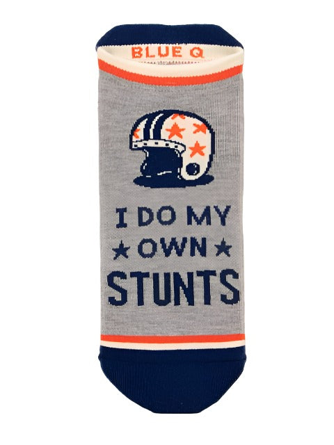 Do My Own Stunts Sneaker Socks  Blue Q   