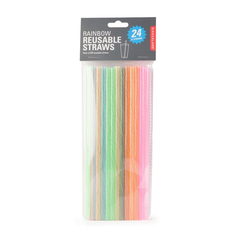 Rainbow Reusable 8" Straws  Kikkerland   