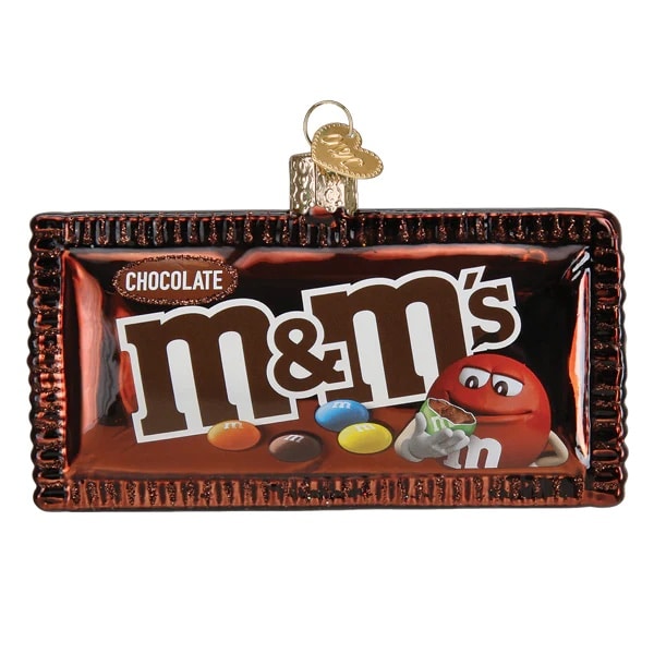 M&M's Milk Chocolate Glass Ornament  Old World Christmas   