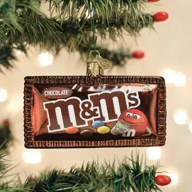 M&M's Milk Chocolate Glass Ornament  Old World Christmas   