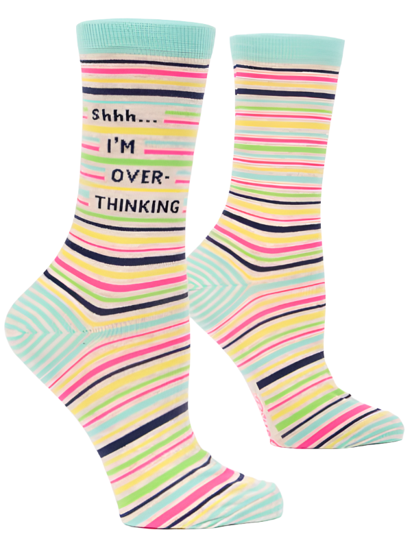 Shhhh.. I'm Overthinking This Women's Crew Socks  Blue Q   