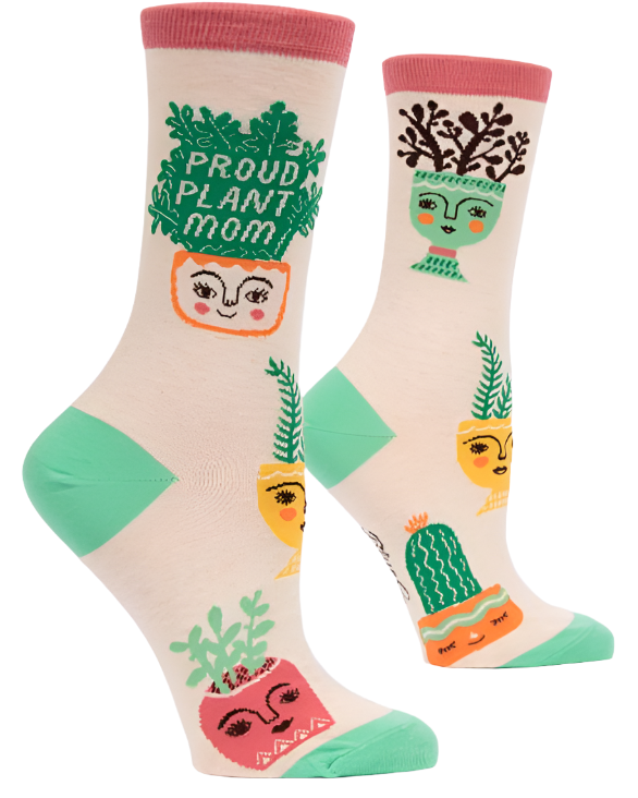 Proud Plant Mom Women's Crew Socks  Blue Q   