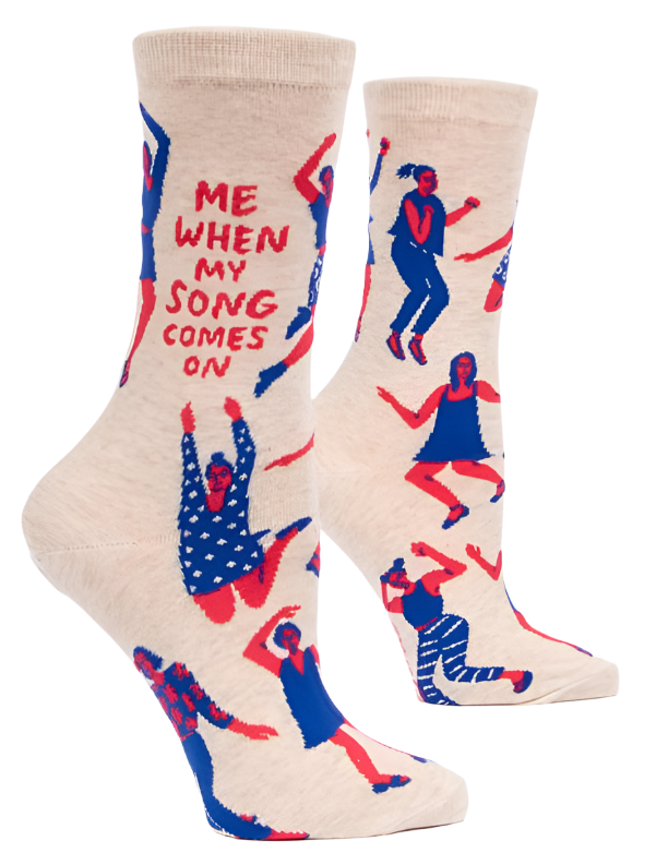 When My Song Comes On Women's Crew Socks  Blue Q   