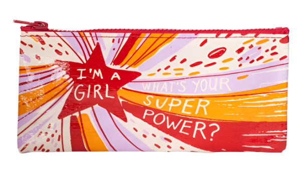 I'm A Girl, What's Your Superpower? Pencil Case  Blue Q   