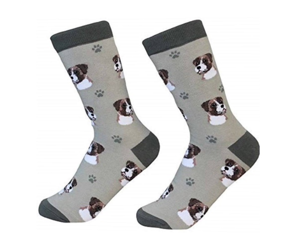 Dog Breed Socks  E & S Imports Boxer, Uncropped  