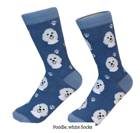 Dog Breed Socks  E & S Imports Poodle White  