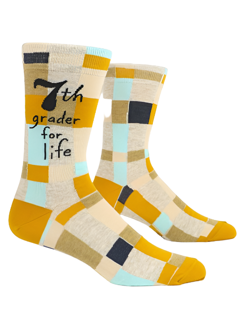 7th Grader For Life Men’s Crew Socks  Blue Q   