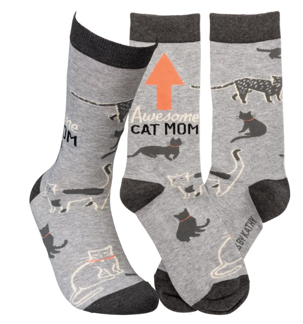 Awesome Cat/Dog Mom Socks  Primitives by Kathy Cat Mom  