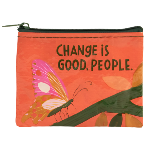 Change is Good People Coin Purse  Blue Q   