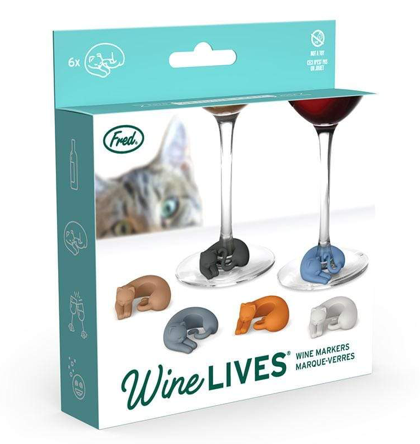 Wine Lives Kitty Wine Markers  Fred and Friends   