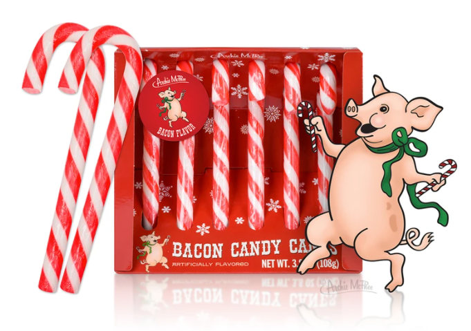 Crazy Flavored Candy Canes  Archie McPhee Bacon  