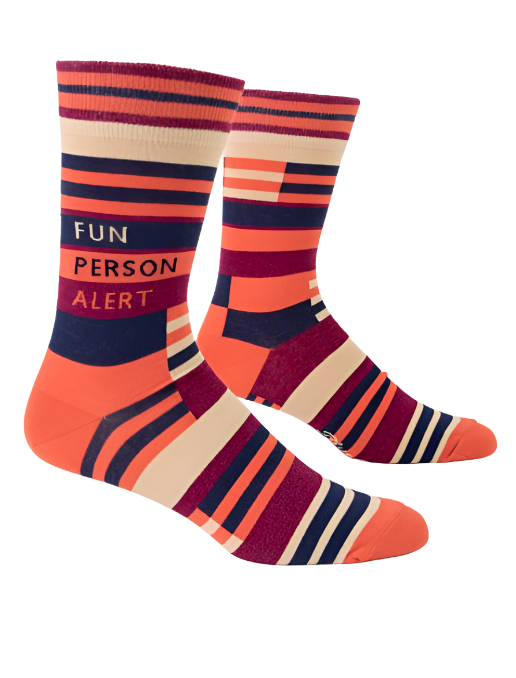 Fun Person Men's Crew Socks  Blue Q   