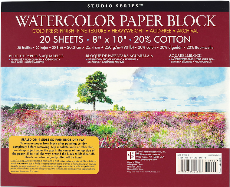 Watercolor Paper Block  Peter Pauper Press   