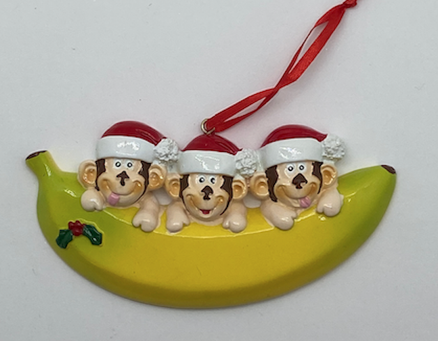 Monkey Family Personalized Ornament  GSM Pers Orn Family of 3  