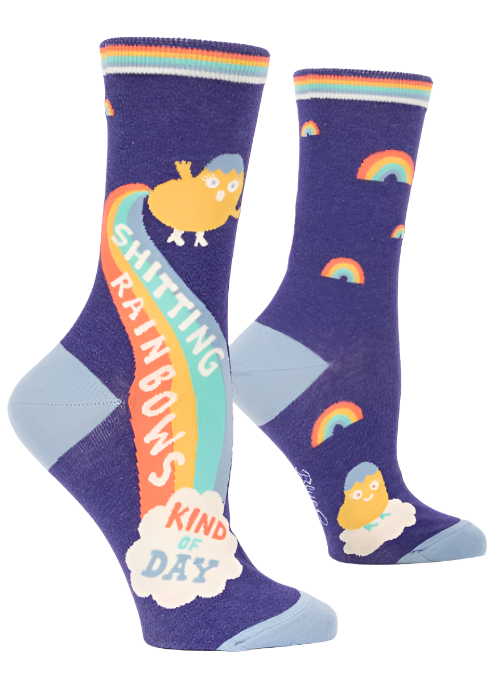 Shitting Rainbows Kind Of Day Women's Crew Socks  Blue Q   