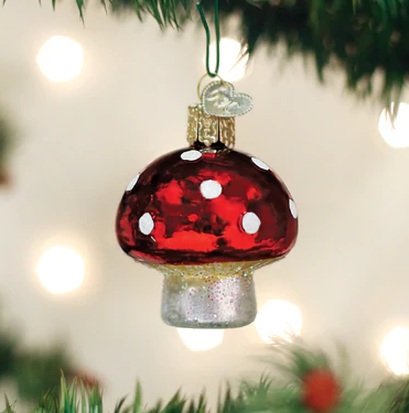 Lucky Mushroom Glass Ornament  Old World Christmas   