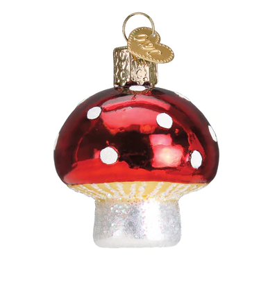 Lucky Mushroom Glass Ornament  Old World Christmas   