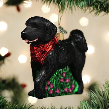 Black Doodle Dog Glass Ornament  Old World Christmas   