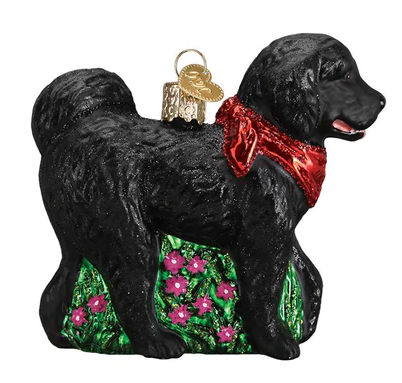 Black Doodle Dog Glass Ornament  Old World Christmas   