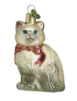 Gray Himalayan Kitty Glass Ornament  Old World Christmas   