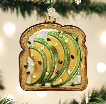 Avocado Toast Glass Ornament  Old World Christmas   