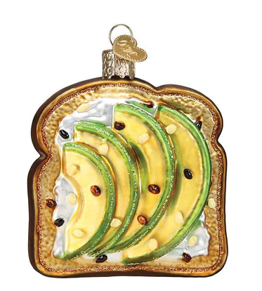 Avocado Toast Glass Ornament  Old World Christmas   