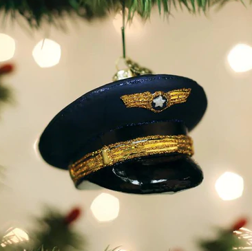 Pilot's Cap Glass Ornament  Old World Christmas   