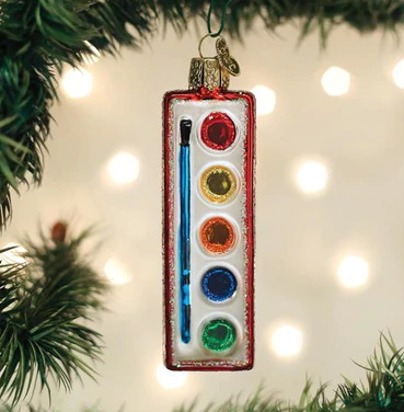 Watercolor Palette Glass Ornament  Old World Christmas   