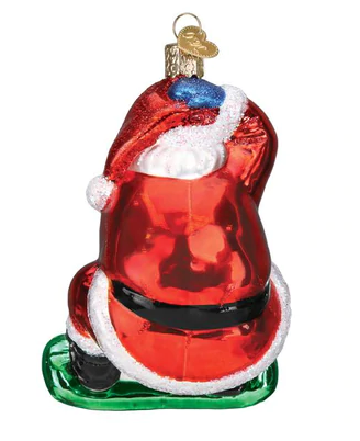 Snowboarding Santa Glass Ornament  Old World Christmas   