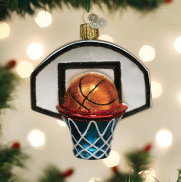 Basketball Hoop Glass Ornament  Old World Christmas   