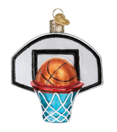 Basketball Hoop Glass Ornament  Old World Christmas   