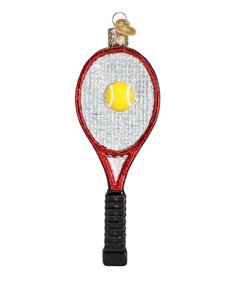 Red Tennis Racquet Glass Ornament  Old World Christmas   